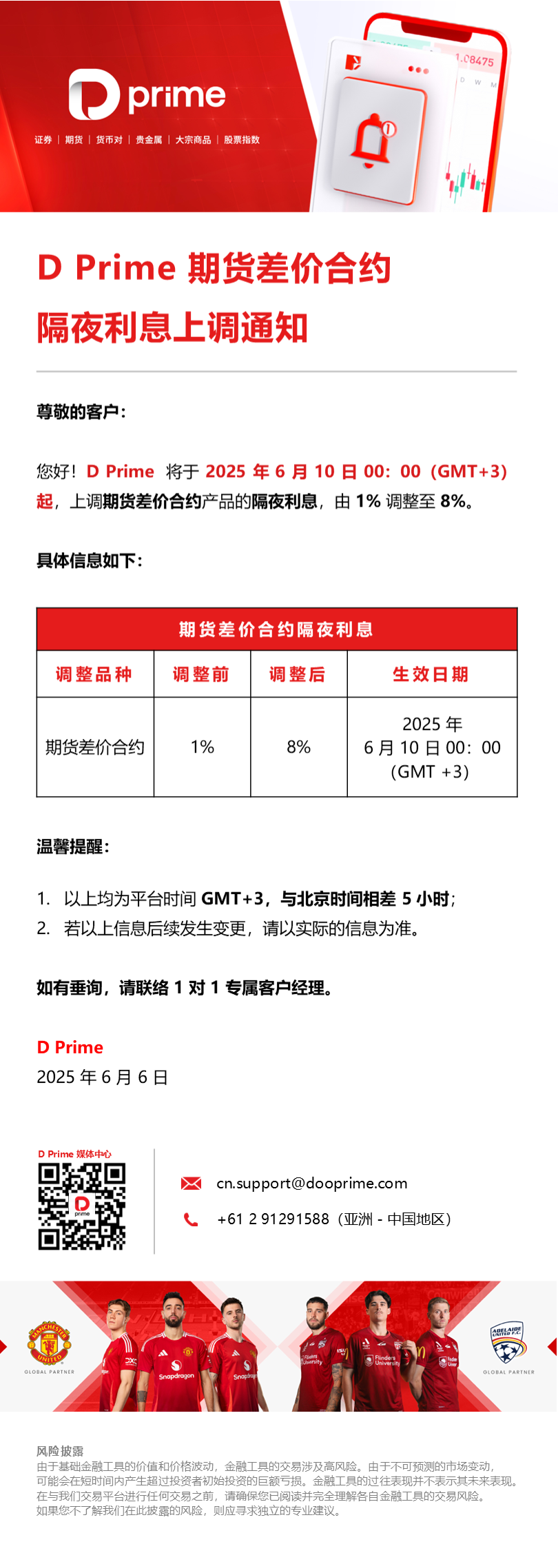 D Prime 期货差价合约隔夜利息上调通知- D Prime 媒体中心